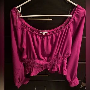 Pink long sleeve cropped top